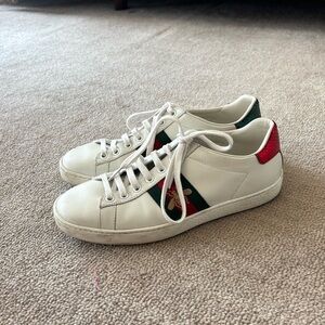 White Gucci Sneakers with Red and Green